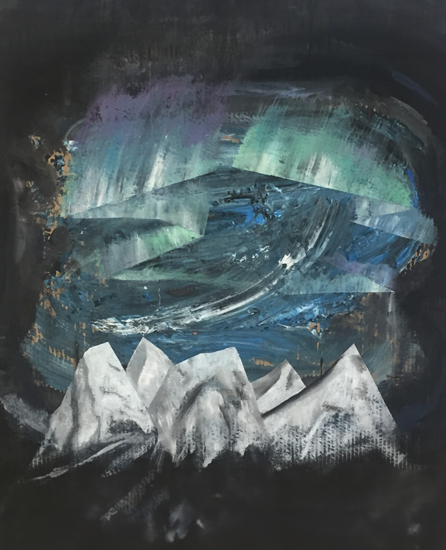 Berge und Polarlichter