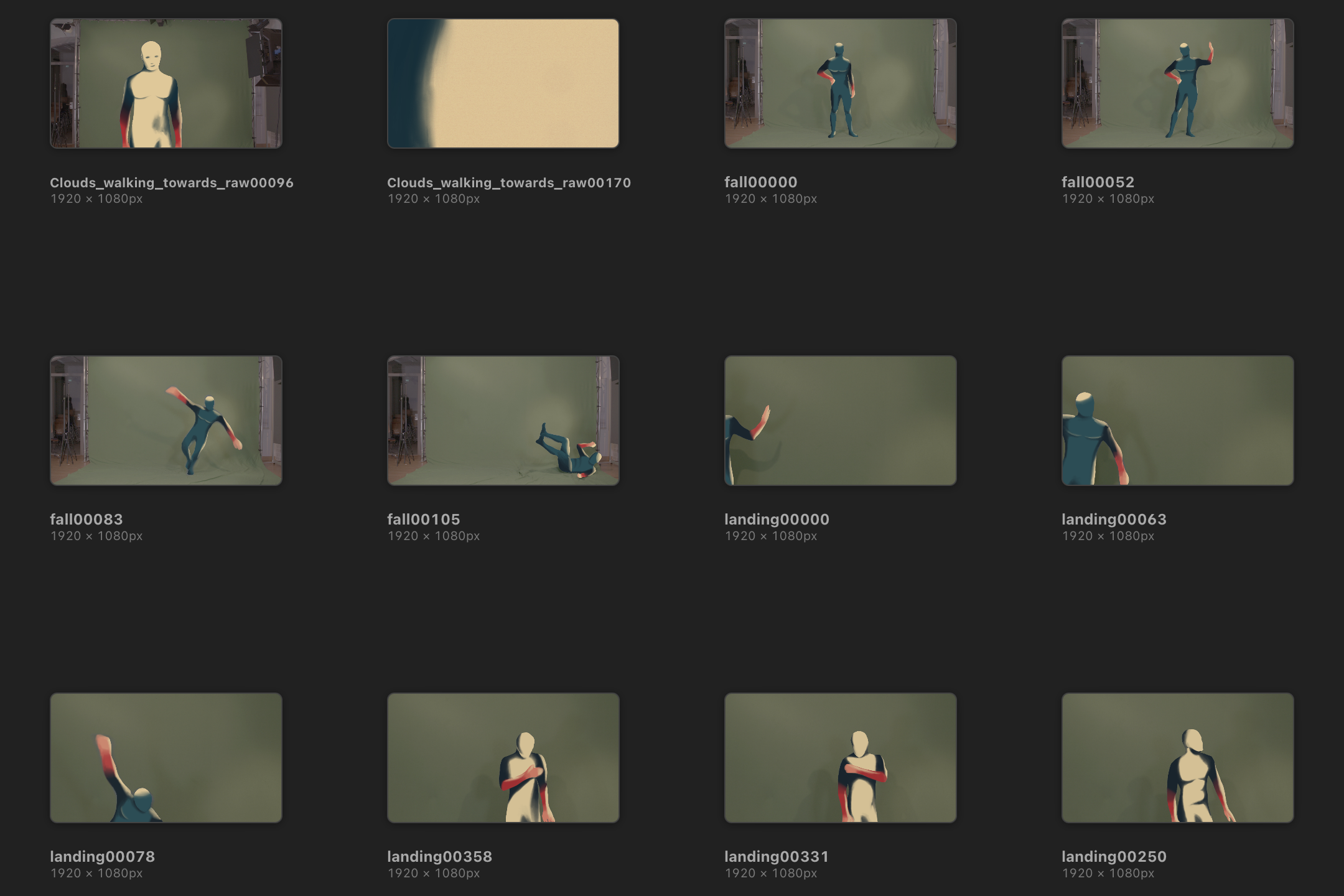 Gezeichnete Bilder der Keyframes